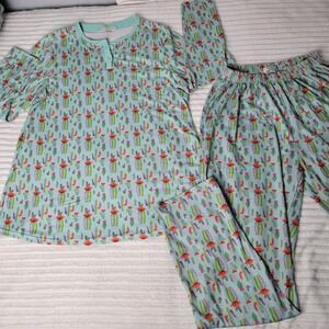 🌵 Earthbound Trading Co Cactus Print Pajama Set –Size Small Soft Cozy Sleepwear